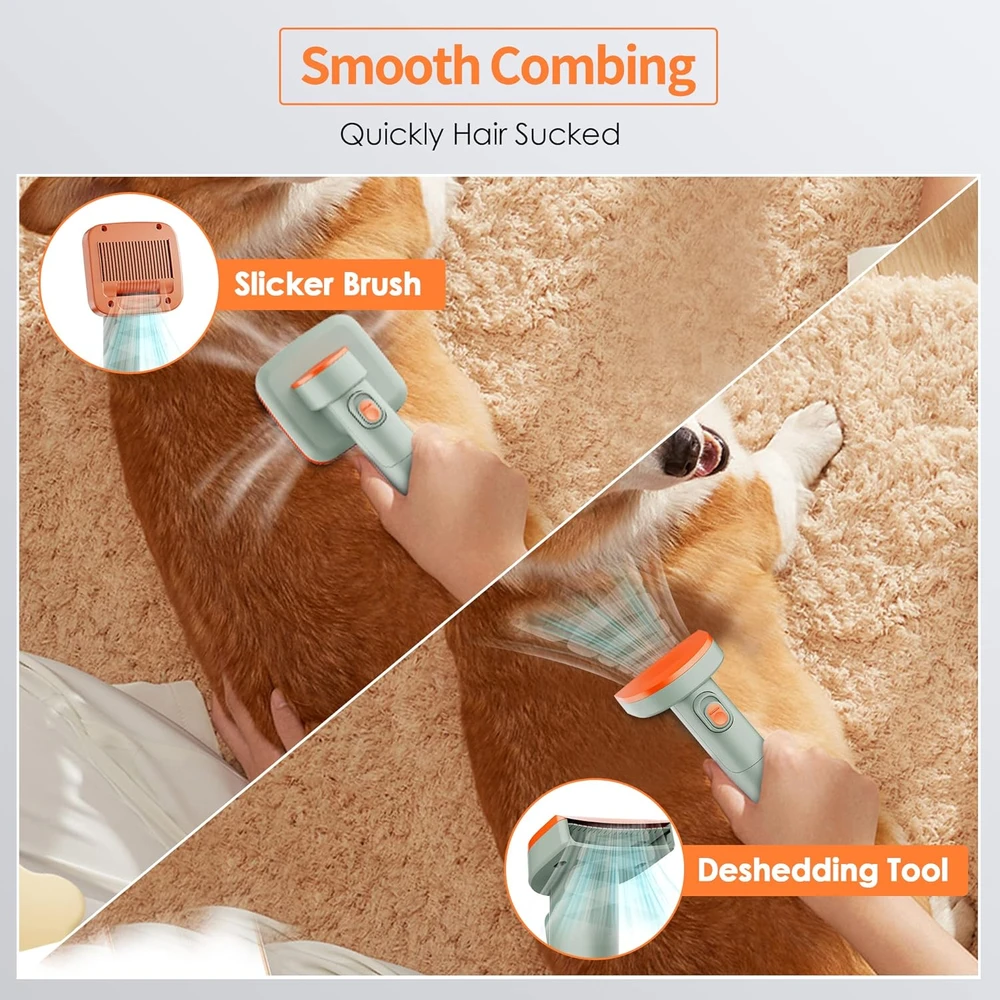 Molypet - Aspiradora Para Perros, Kit De Aseo Y Succión Pelo De Mascotas - Caja De Polvo, Con 6 Herramientas De Aseo