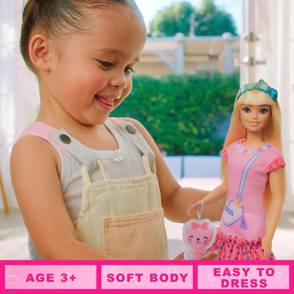 My First Barbie Malibú con gatito de peluche