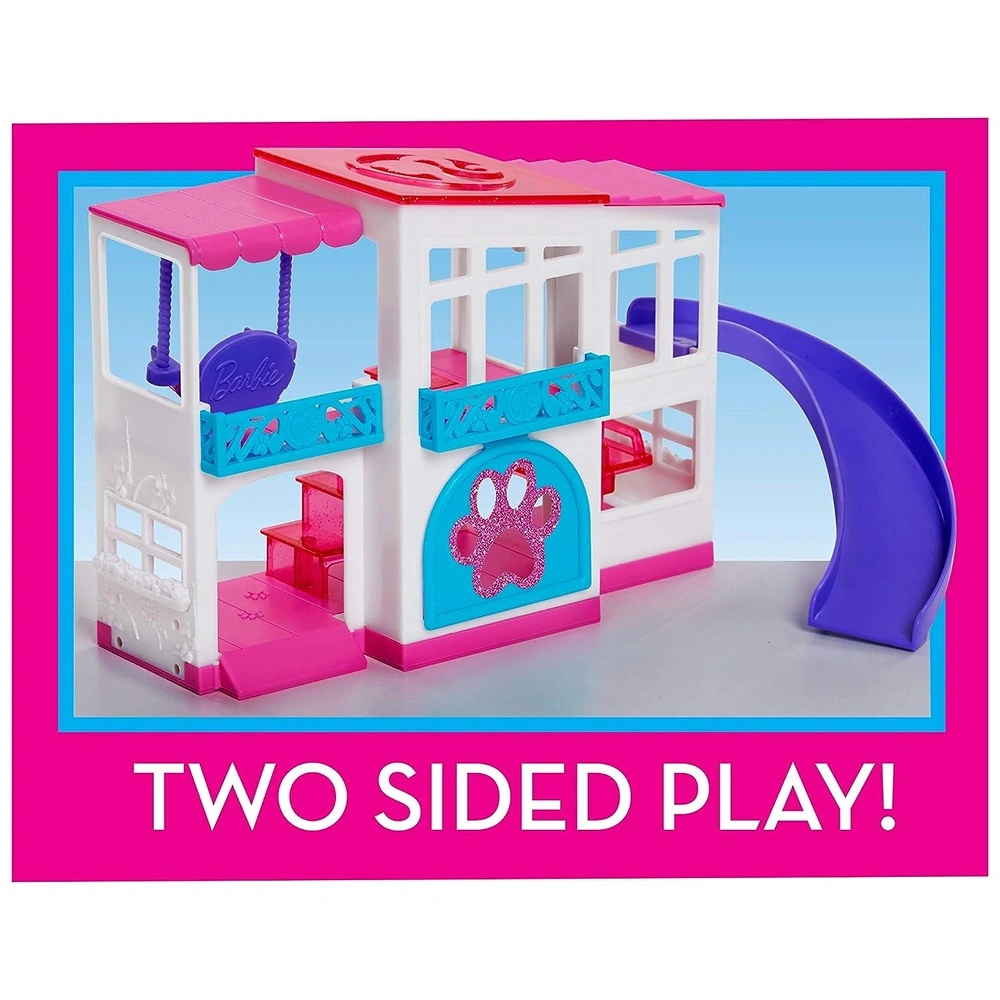 Barbie pet Dreamhouse juego de 2 caras 10 piezas incluye mascotas y accesorios