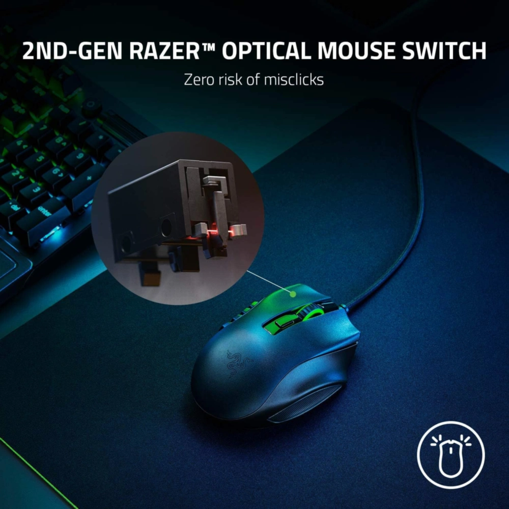 RAZER NAGA X MOUSE GAMER MMO CON CABLEADO 16 BOTONES PROGRAMABLES 3.00 OZ RAZER | NEGRO