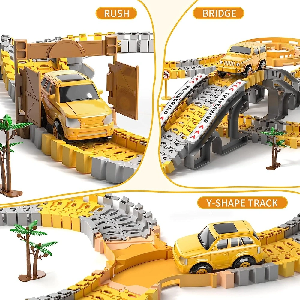 Temi Pista de Carreras Armable y flexible de 236 Piezas con 6 coches