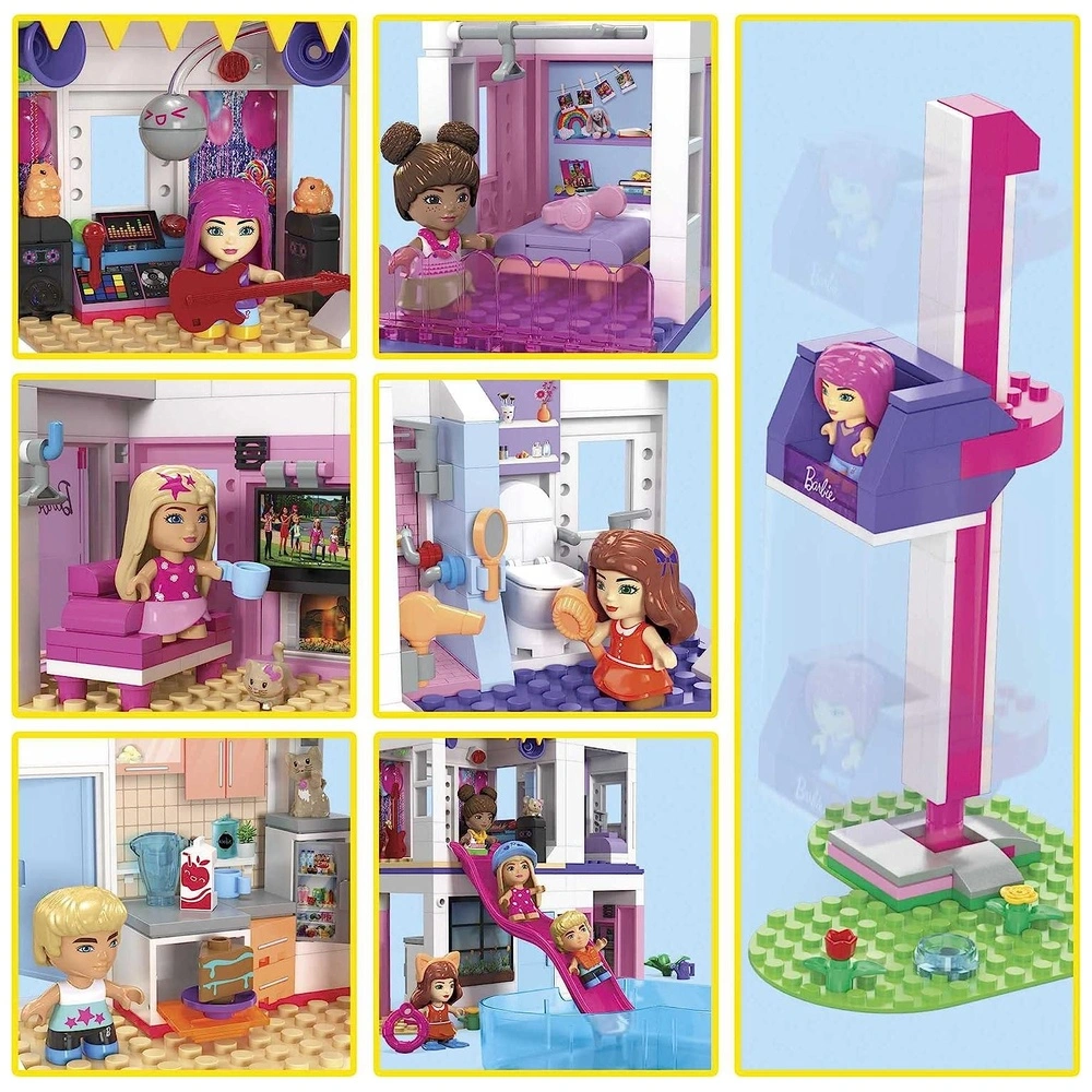 Barbie Color Reveal Casa de Rnsueño 545pcs más de 30 accesorios y 5 micromuñecas - Mega Construx