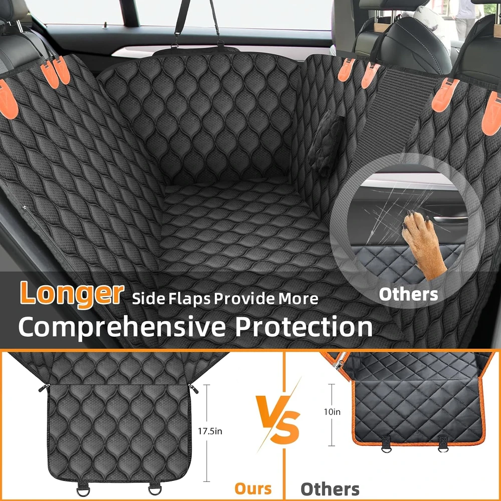 Homcolorful Funda De Asiento De Auto Para Perro Para Asiento Trasero,Impermeable Y Ventana De Malla,Accesorios De Viaje