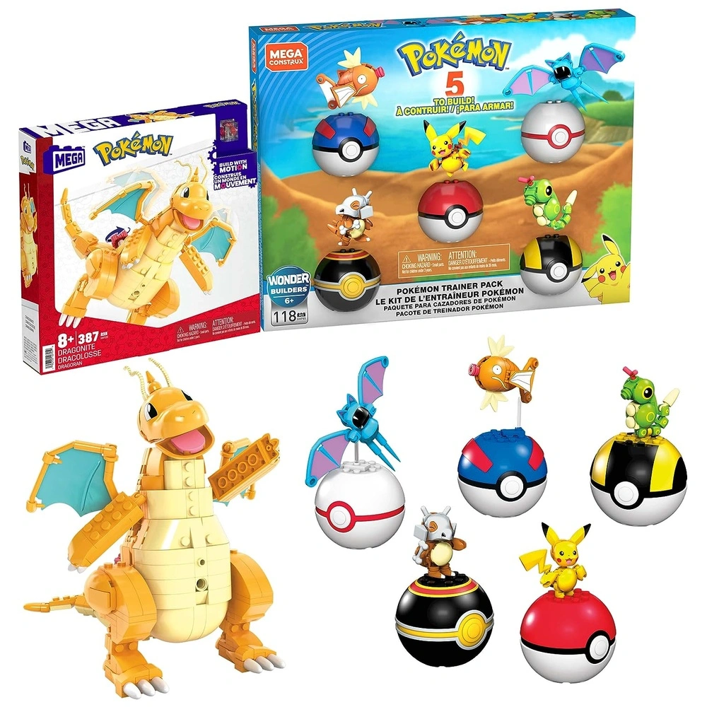 Pokémon Pack Dragonite 388 pcs + Pokémon Poké Ball 118 pcs - Mega Construx