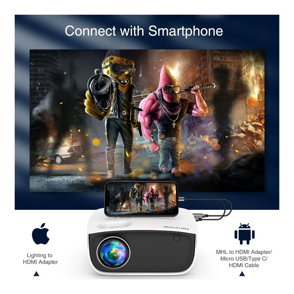 PROYECTOR PARA EXTERIORES PANTALLA 100" / 254 CM COMPATIBLE CON 1080P Y 240" / 610 CM COMPATIBLE CON TV STICK/PS5/PC