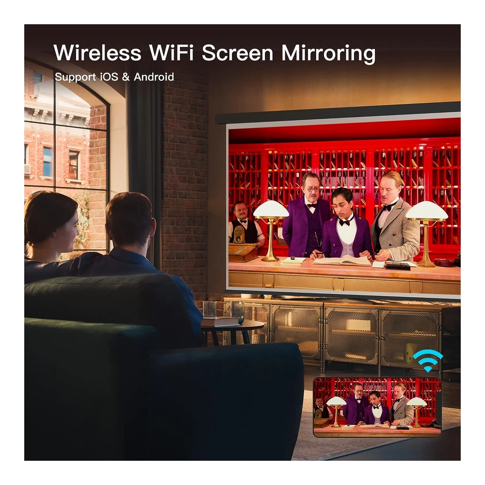 PROYECTOR MINI CON WIFI Y BLUETOOTH, 1080P FULL HD CON SOPORTE, COMPATIBLE CON IOS / ANDROID / PORTÁTIL / TV STICK / HDMI / PS5