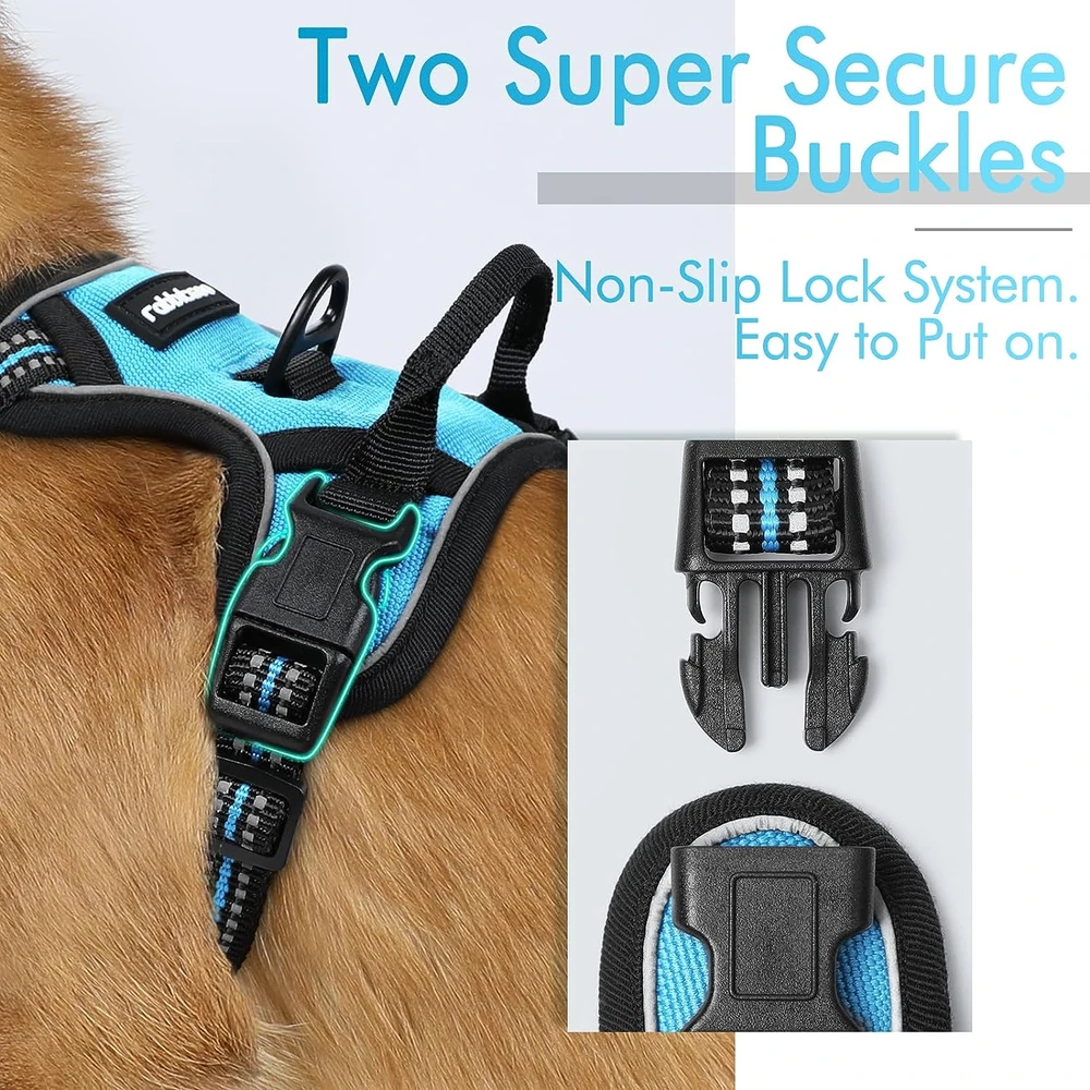 81vEre529QL_AC_SL1500_.webp Rabbitgoo Arnés Para Perros sin Tirones Con 2 Clips De Correa acolchado suave ajustable con Manija Para Perros Pequeños, Azul, Xs