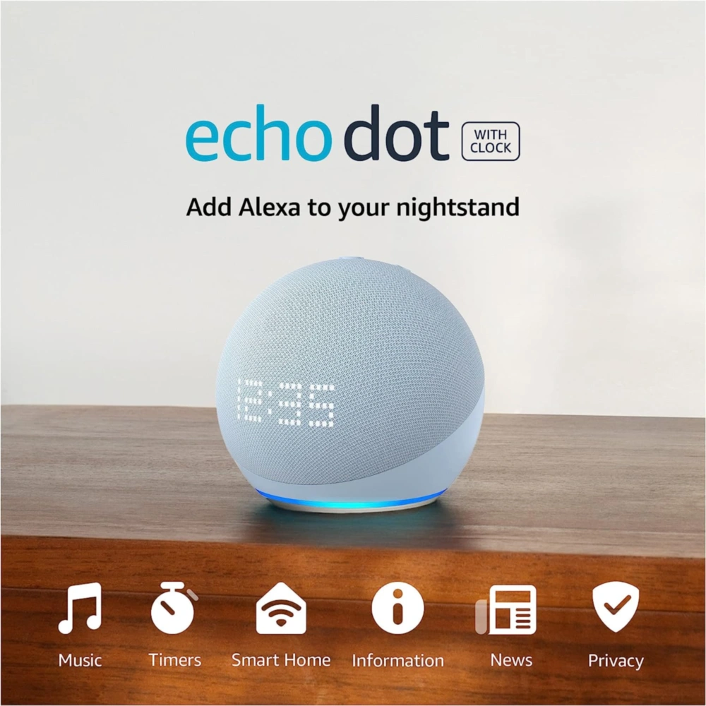 Echo Dot con reloj 5th gen parlante con Alexa, Azul