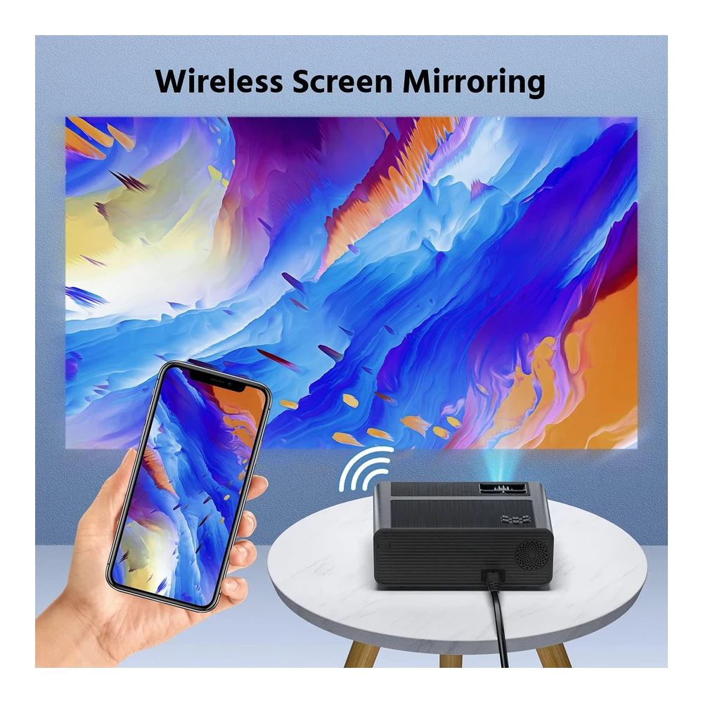 PROYECTOR MINI WIFI 2023 CON PANTALLA SINCRONIZADA, 1080P HD, 200"