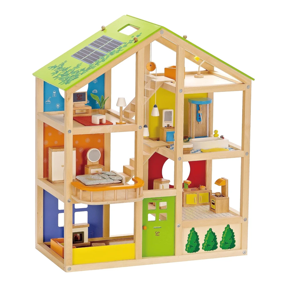 Casa de Muñecas de Madera 'All Seasons' Amoblada con Accesorios para niños de Hape