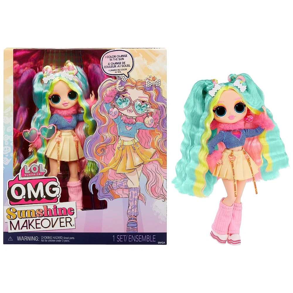 LOL Sorpresa OMG Sunshine Color Change Bubblegum Dj Fashion Doll con Cabello Que Cambia de color