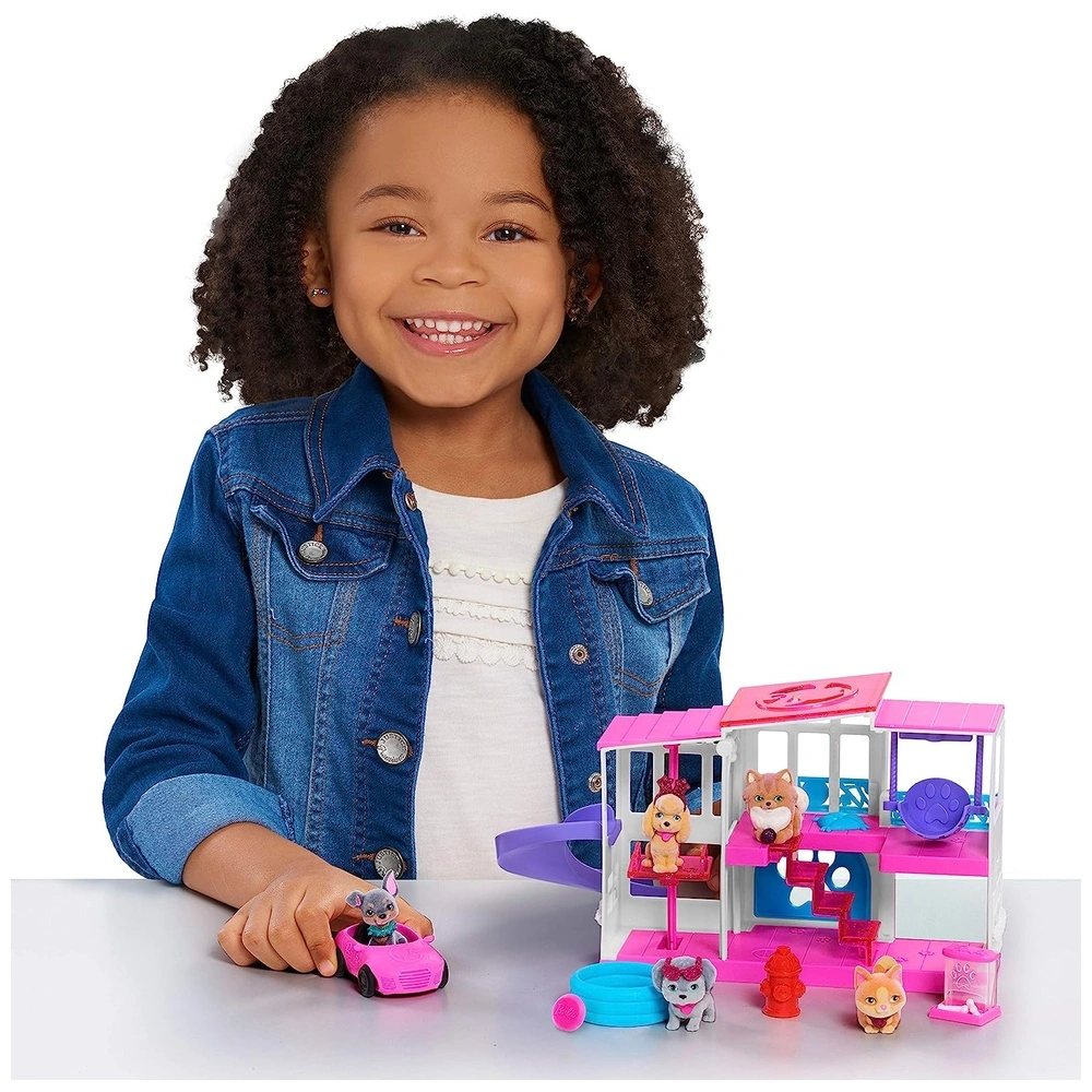 Barbie pet Dreamhouse juego de 2 caras 10 piezas incluye mascotas y accesorios