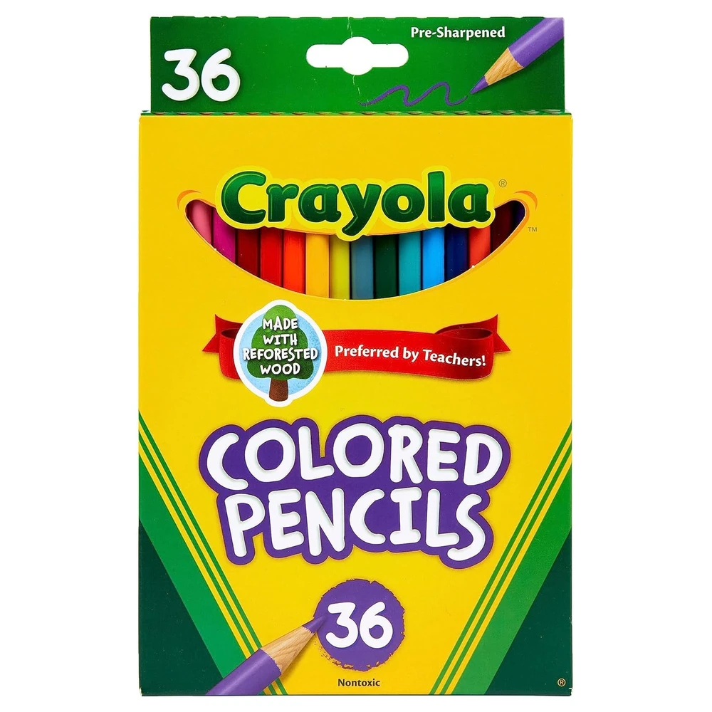 CRAYOLA LÁPICES DE COLORES (36 QUILATES), JUEGO DE LÁPICES PARA NIÑOS, SUMINISTROS DE ARTE, IDEALES PARA LIBROS DE COLOREAR