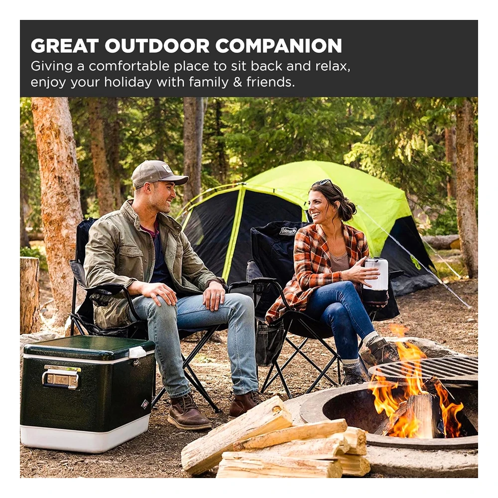 B00339910A_2.webp Coleman Silla de Camping Portátil con Enfriador de 4 Latas, Asiento Y Respaldo Totalmente Acolchados con Bolsillo Lateral