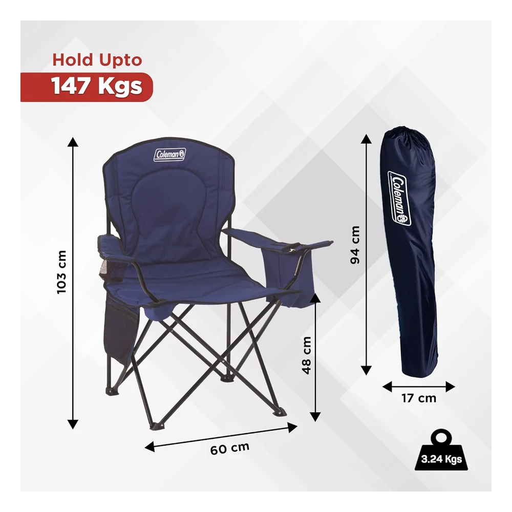 B00339910A_3.webp Coleman Silla de Camping Portátil con Enfriador de 4 Latas, Asiento Y Respaldo Totalmente Acolchados con Bolsillo Lateral