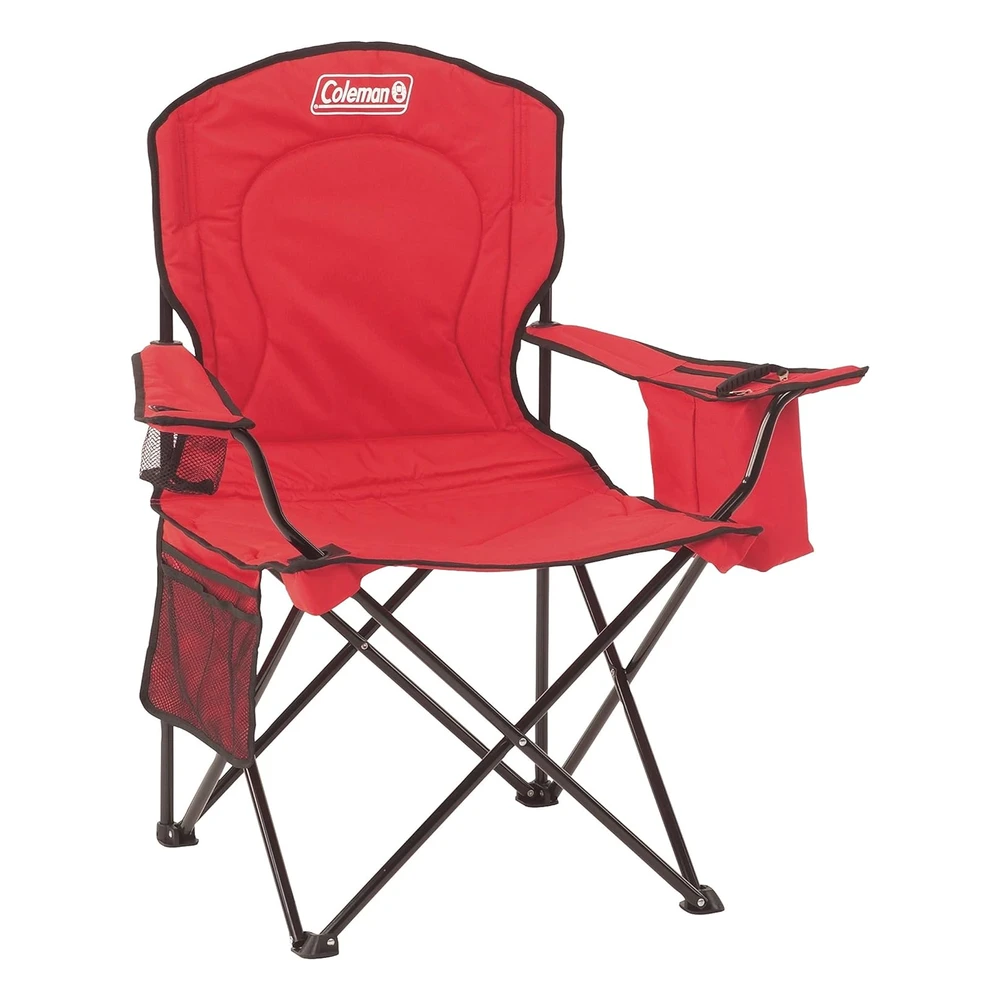 Coleman Silla de Camping Portátil con Enfriador de 4 Latas, Asiento Y Respaldo Totalmente Acolchados con Bolsillo Lateral