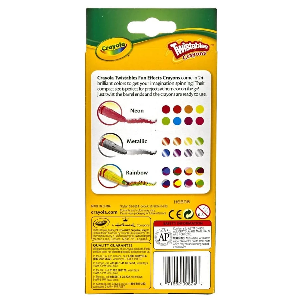 CRAYOLA CRAYONES MINI TWISTABLE CON EFECTOS ESPECIALES, 24 UNIDADES, PAQUETE DE 1