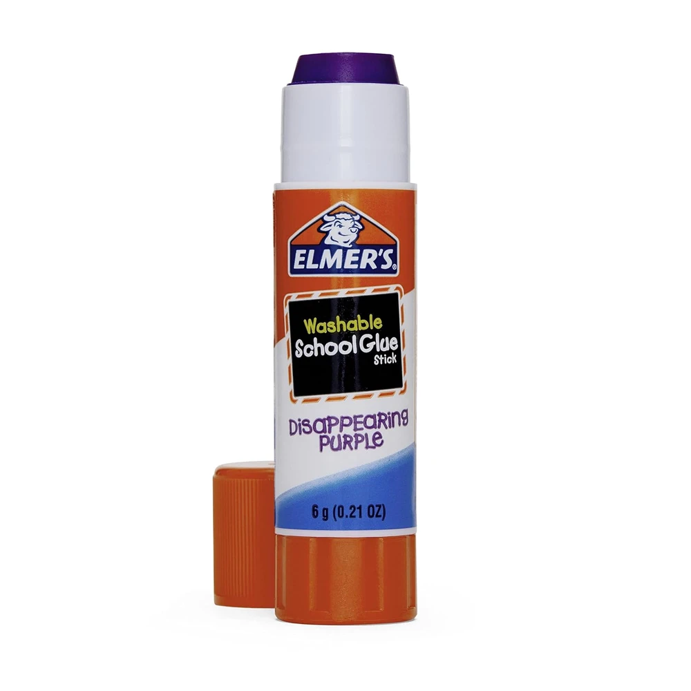 ELMER'S BARRAS DE PEGAMENTO ESCOLAR COLOR MORADO QUE SE DESVANECE, LAVABLE 12 UNIDADES