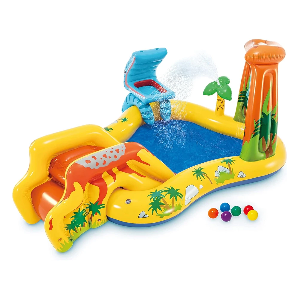 B005DUW6EK.webp Tobogán de Agua de Dinosaurio Intex, Diversión Para Niños En El Patio,Centro Inflable,Diversión En La Piscina Al Aire Libre,Beige