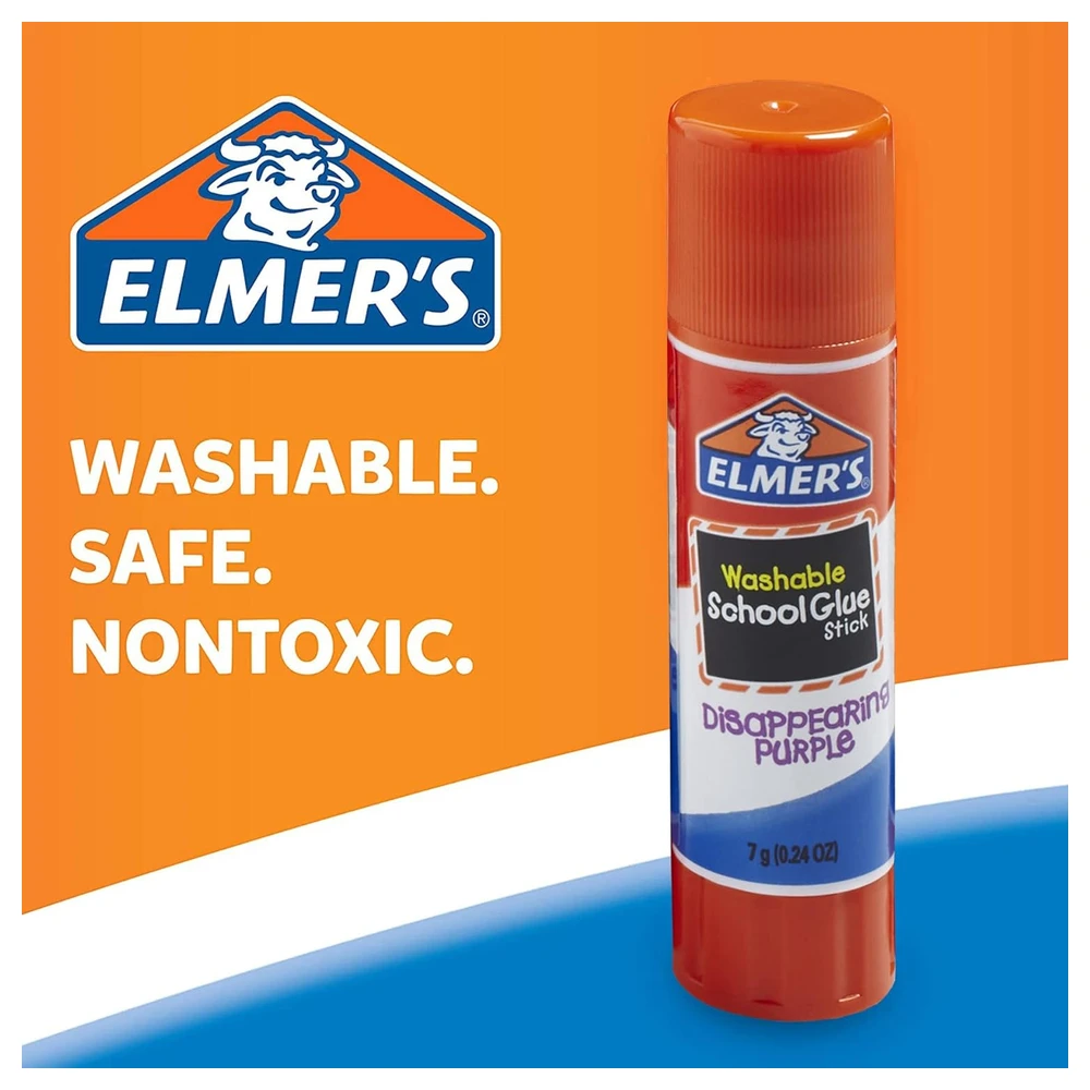 ELMER'S DISAPPEARING PURPLE - BARRAS DE PEGAMENTO PARA LA ESCUELA, LAVABLES, 0.25 OZ, 60 UNIDADES