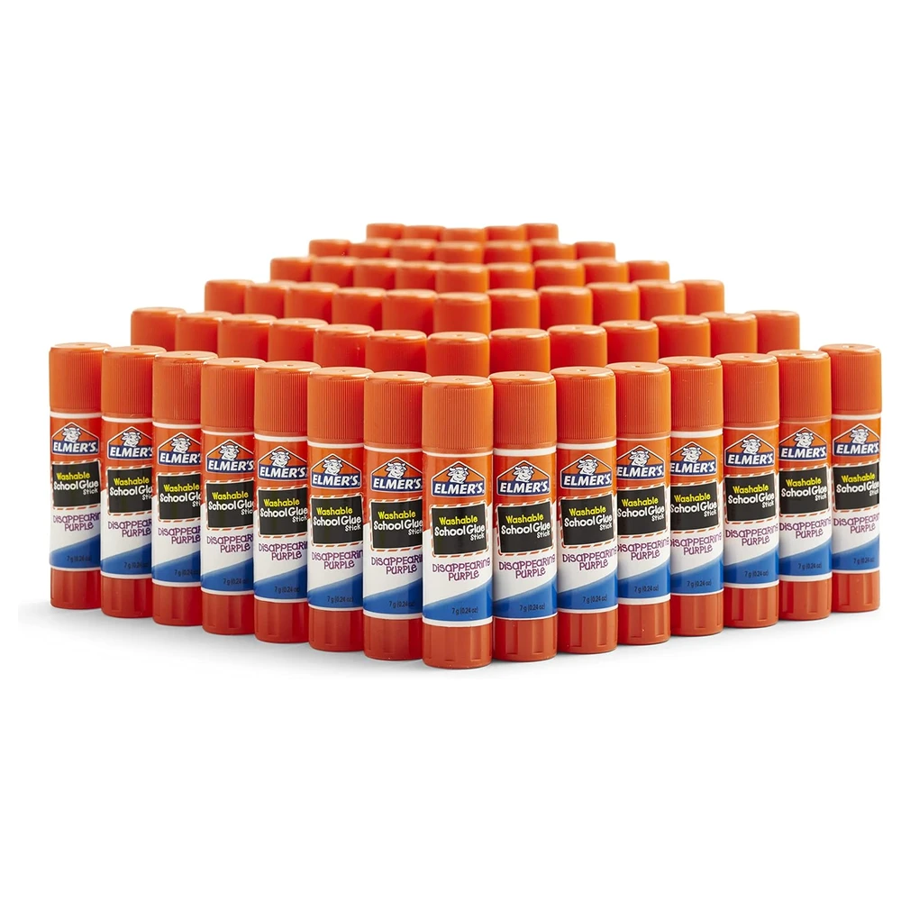 ELMER'S DISAPPEARING PURPLE - BARRAS DE PEGAMENTO PARA LA ESCUELA, LAVABLES, 0.25 OZ, 60 UNIDADES