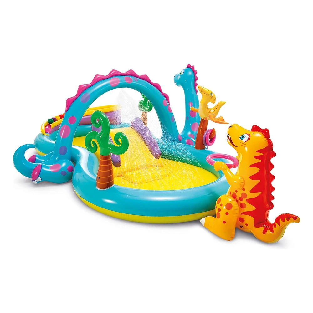 B00HIWWKPQ.webp Centro de Juego Inflable Tierra de Dinosaurios de Intex, 31 x 90 x 44 Pulgadas, a Partir de 2 Años