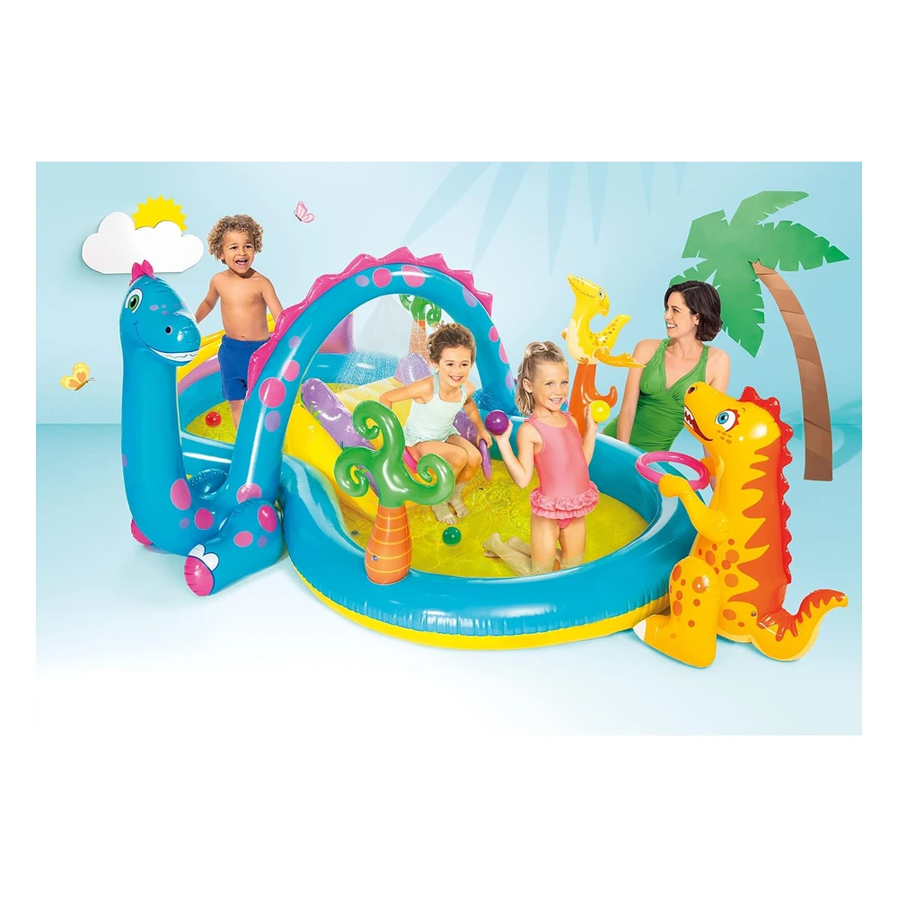 B00HIWWKPQ_2.webp Centro de Juego Inflable Tierra de Dinosaurios de Intex, 31 x 90 x 44 Pulgadas, a Partir de 2 Años