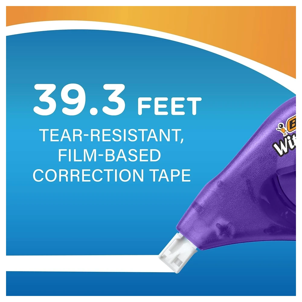 BIC WITE-OUT - CINTA CORRECTORA EZ CORRECT, 39.3 PIES, PAQUETE DE 2 UNIDADES DE CINTA CORRECTORA BLANCA