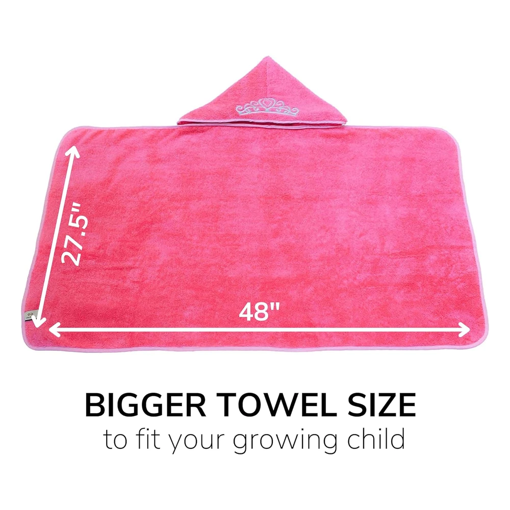 Toalla Para Niñas/Bebés, Princesa con Capucha, de Tejido Suave, de 27.5 x 49 Pulgadas, Muy Absorbente 600 Gsm 100 % Algodón