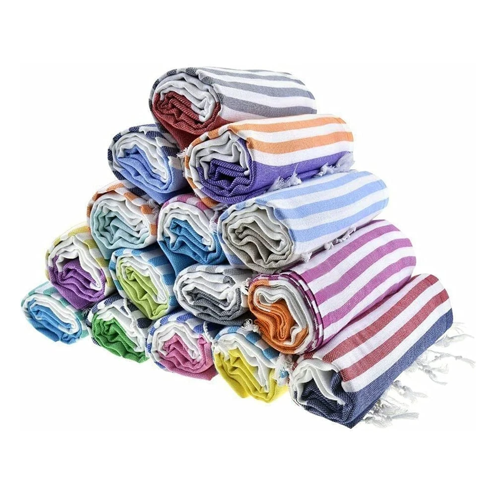 B01FUCLO4S.webp Havluland Juego de 6 Toallas de Playa 100% Algodón Turco, Suaves, Súper Absorbentes, Extra Grandes, de 71 x 39"