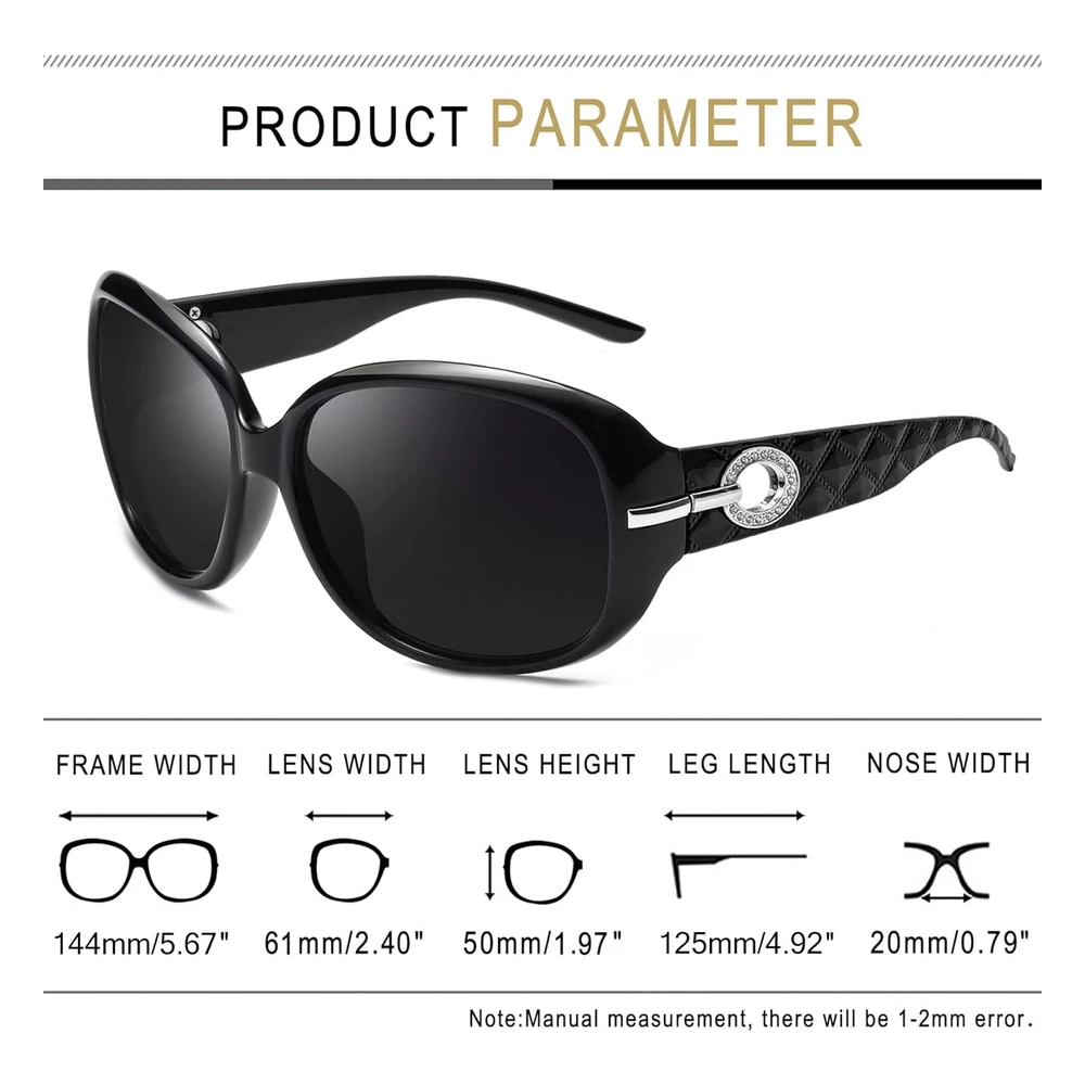 B01MT1QCFT_4.webp Joopin Gafas de Sol Polarizadas Para Mujer, de Gran Tamaño, Grandes, Para Conducir, Ojos Sensibles, Protección Uv, Lentes de Sol