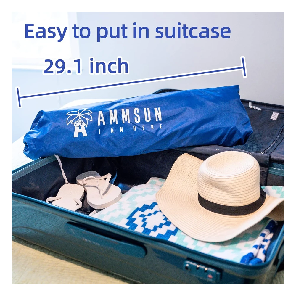 Ammsun 2017 Sombrilla de Playa Plegable de 6 Pies con Bolso de Transporte, con Revestimiento, Fps 50+, con Protección Uv