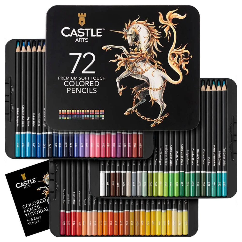 72 LÁPICES DE COLORES PARA LIBROS DE COLOREAR PARA ADULTOS; SERIE MEJORADA PRÉMIUM DE LA SERIE "SUAVE"