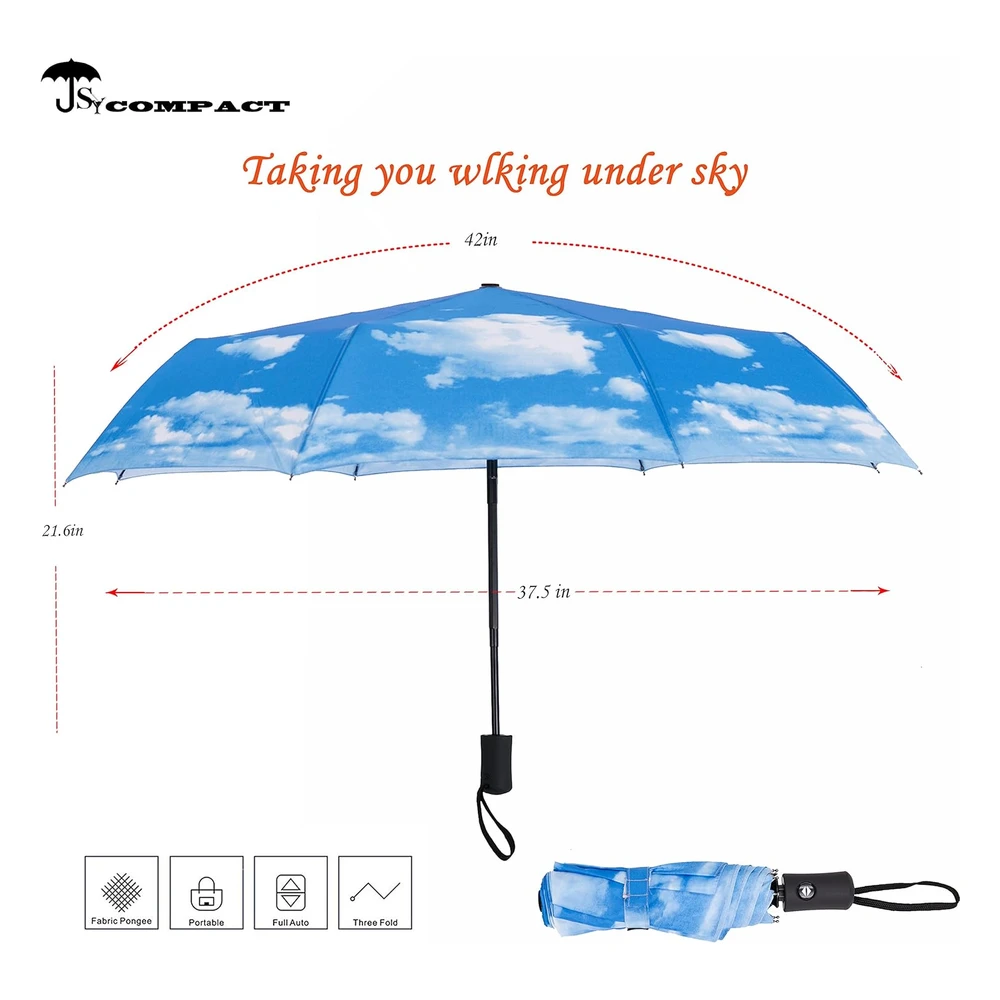 Sombrilla de Viaje Resistente Al Viento, Automático, Ligero, Irrompible, de Gran Eficiencia, de Sy Compact