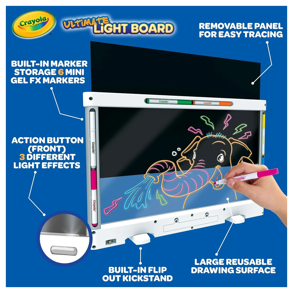 CRAYOLA ULTIMATE LIGHT TABLETA DE DIBUJO, REGALO PARA NIÑOS DE 6, 7, 8, 9 AÑOS, COLOR BLANCO