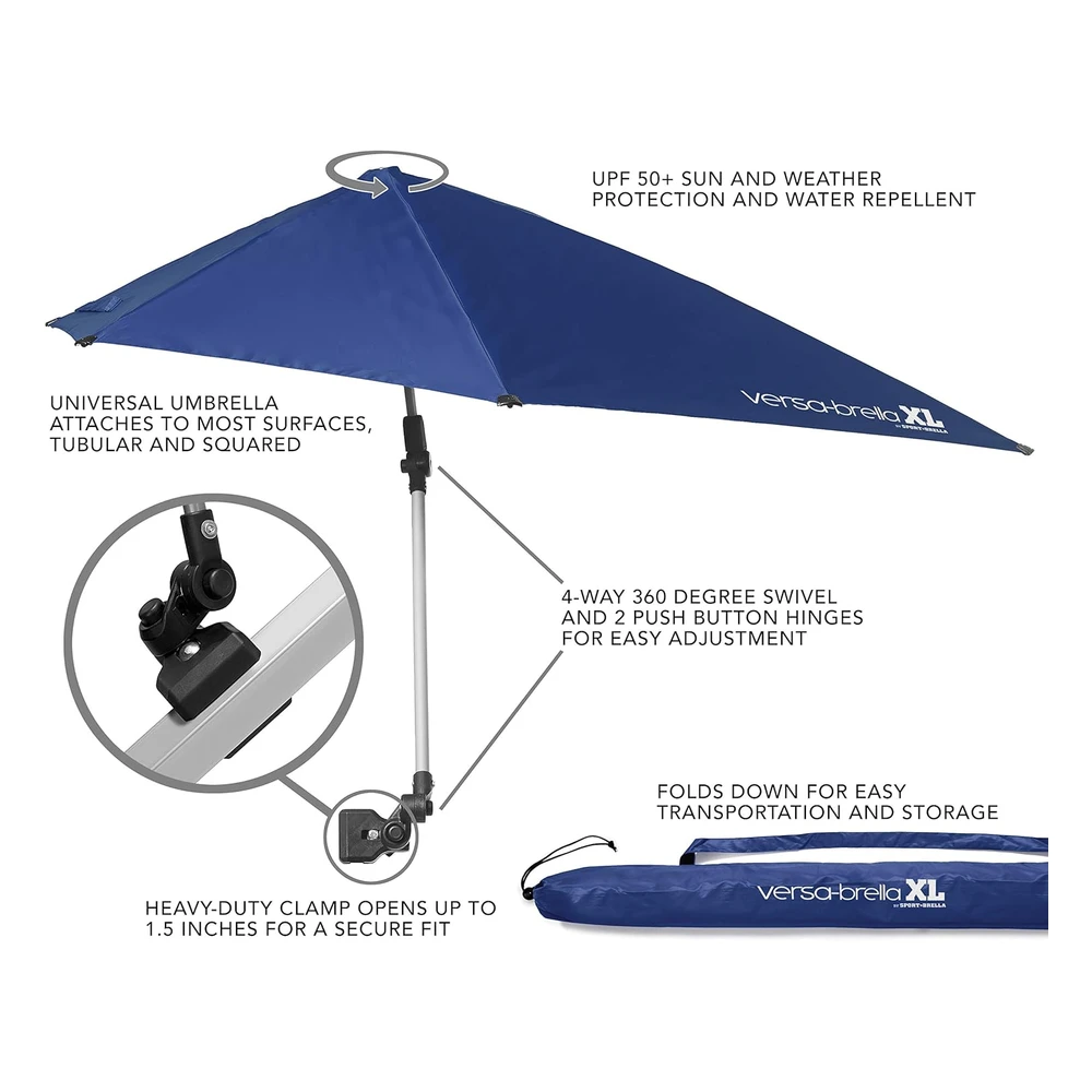 Sport-Brella Versa-Brella - Sombrilla Ajustable Spf 50+ con Abrazadera Universal
