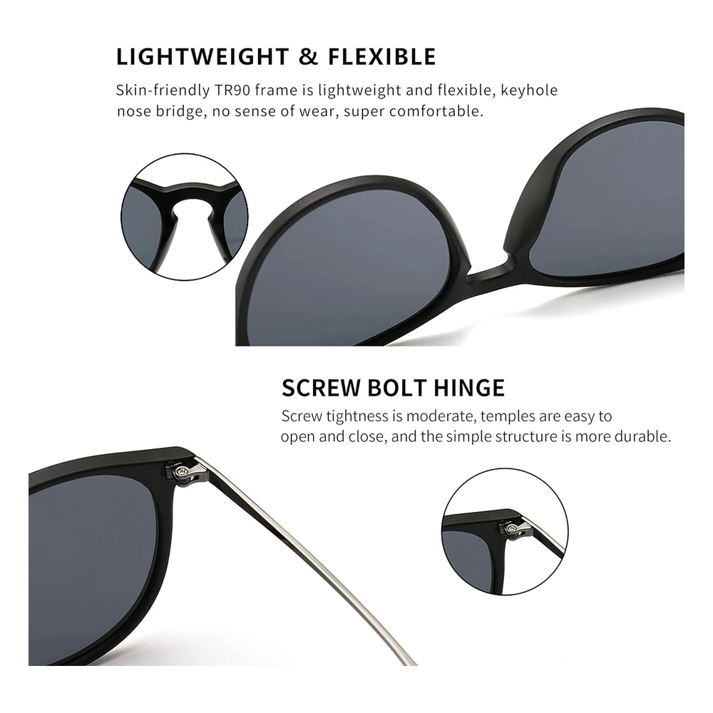 Sungait Gafas de Sol Redondas Vintage Para Mujeres Y Hombres, Estilo Clásico Retro
