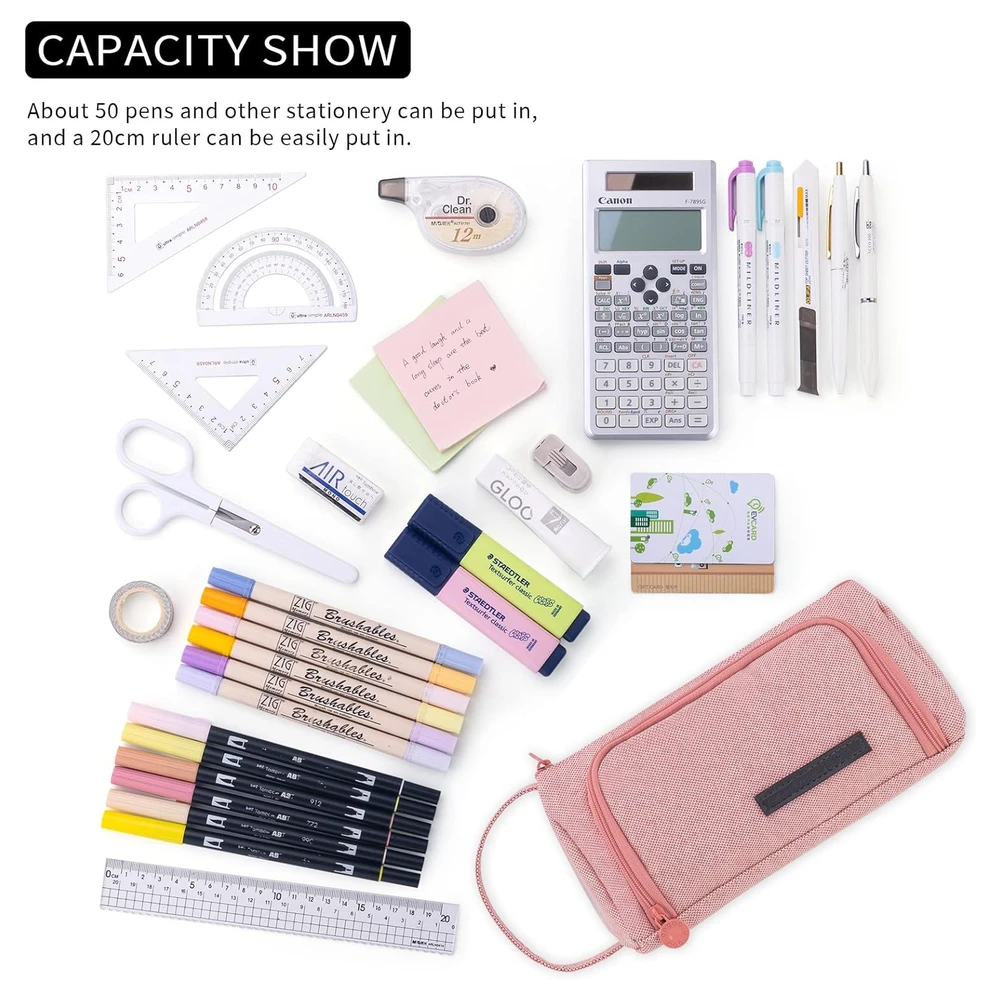 B07DHHYLRT_2.webp EASTHILL - ESTUCHE PARA LÁPICES DE GRAN CAPACIDAD ESCOLAR, OFICINA Y COLEGIAL PARA NIÑOS Y ADULTOS - ROSADO