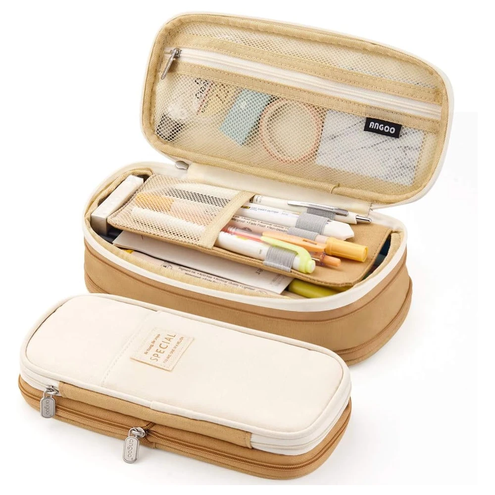 EASTHILL ESTUCHE DE GRAN CAPACIDAD PARA LÁPICES, PARA OFICINA, COLEGIO, GRAN CAPACIDAD DE ALMACENAMIENTO - BEIGE