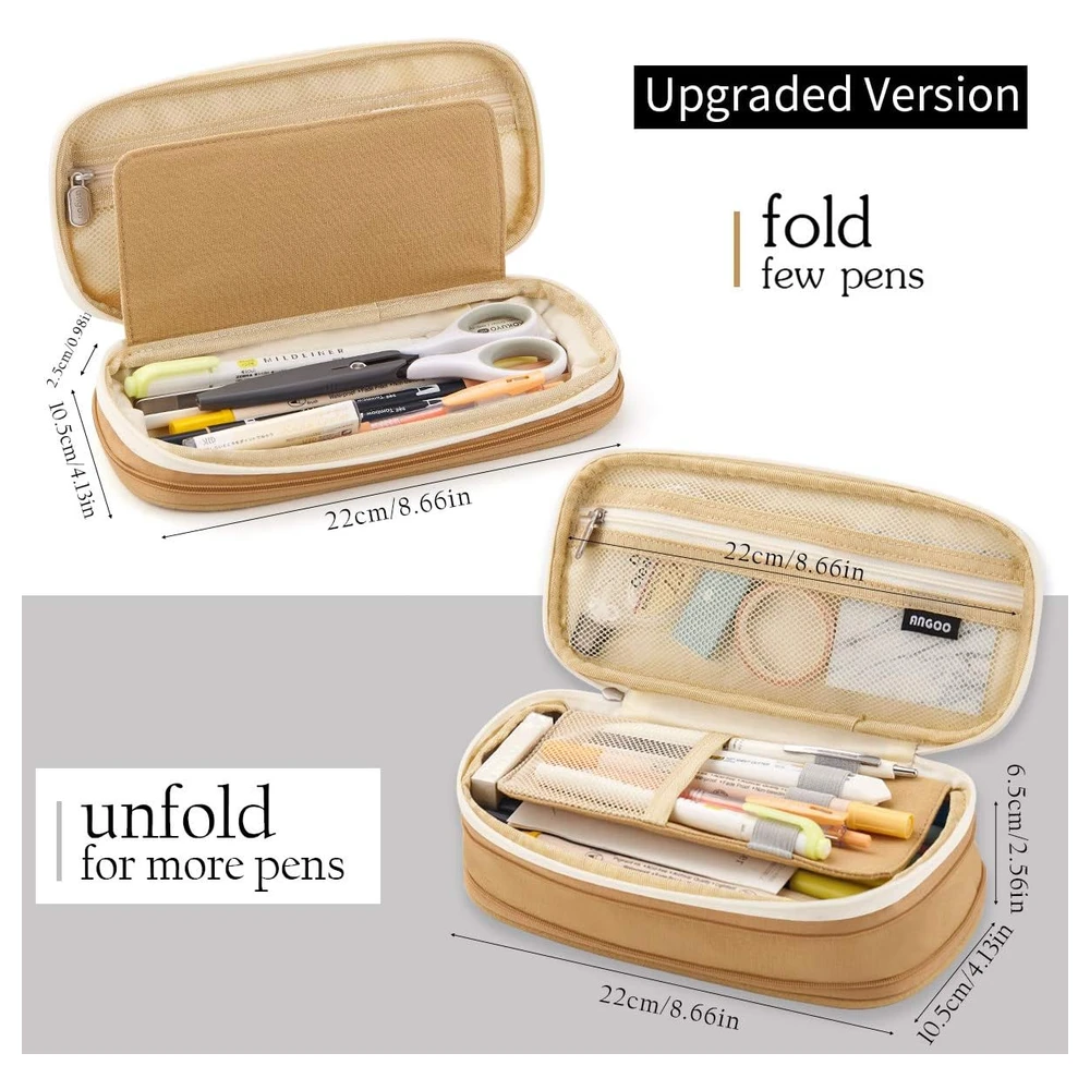 EASTHILL ESTUCHE DE GRAN CAPACIDAD PARA LÁPICES, PARA OFICINA, COLEGIO, GRAN CAPACIDAD DE ALMACENAMIENTO - BEIGE