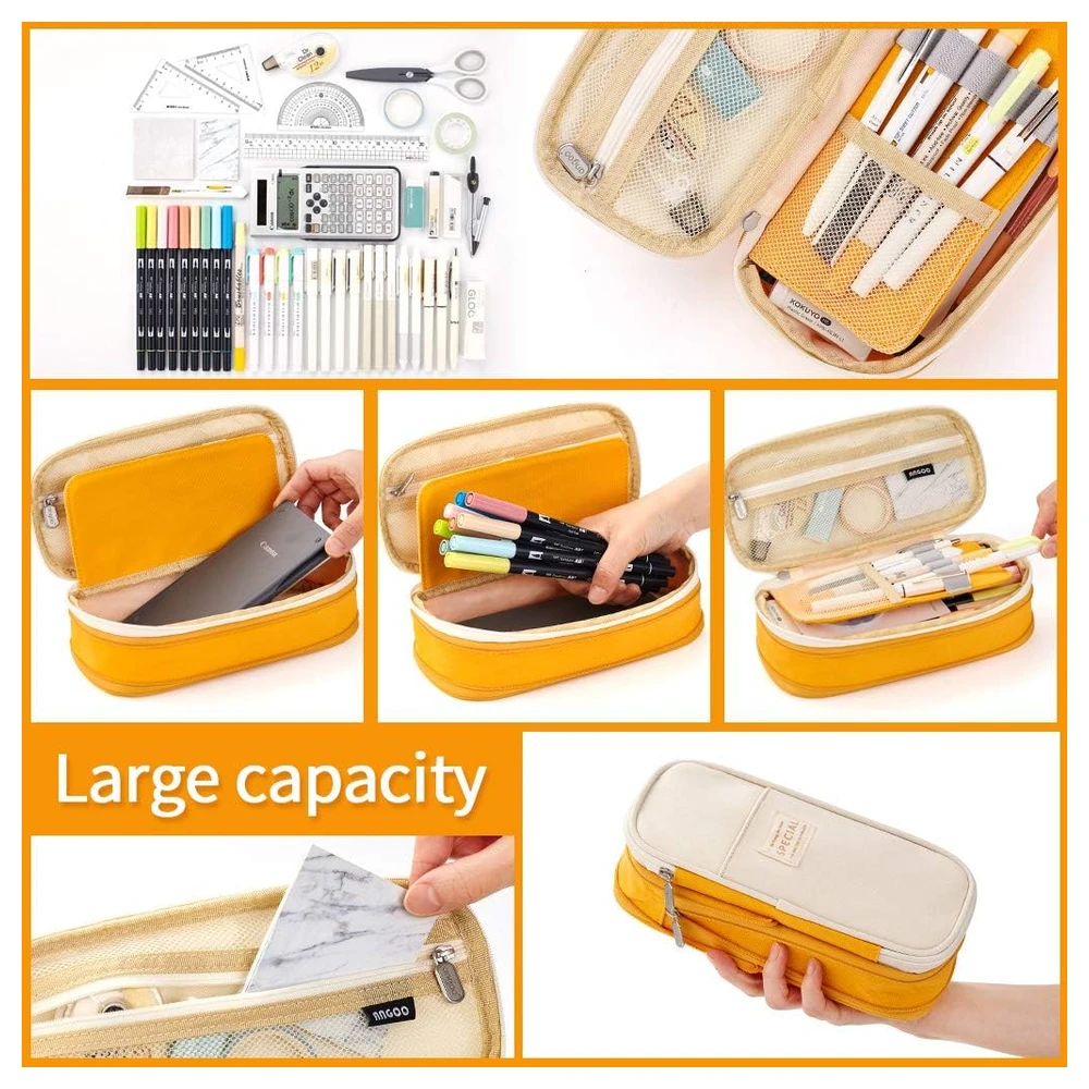 EASTHILL ESTUCHE DE GRAN CAPACIDAD PARA LÁPICES, PARA OFICINA Y COLEGIO - NARANJA