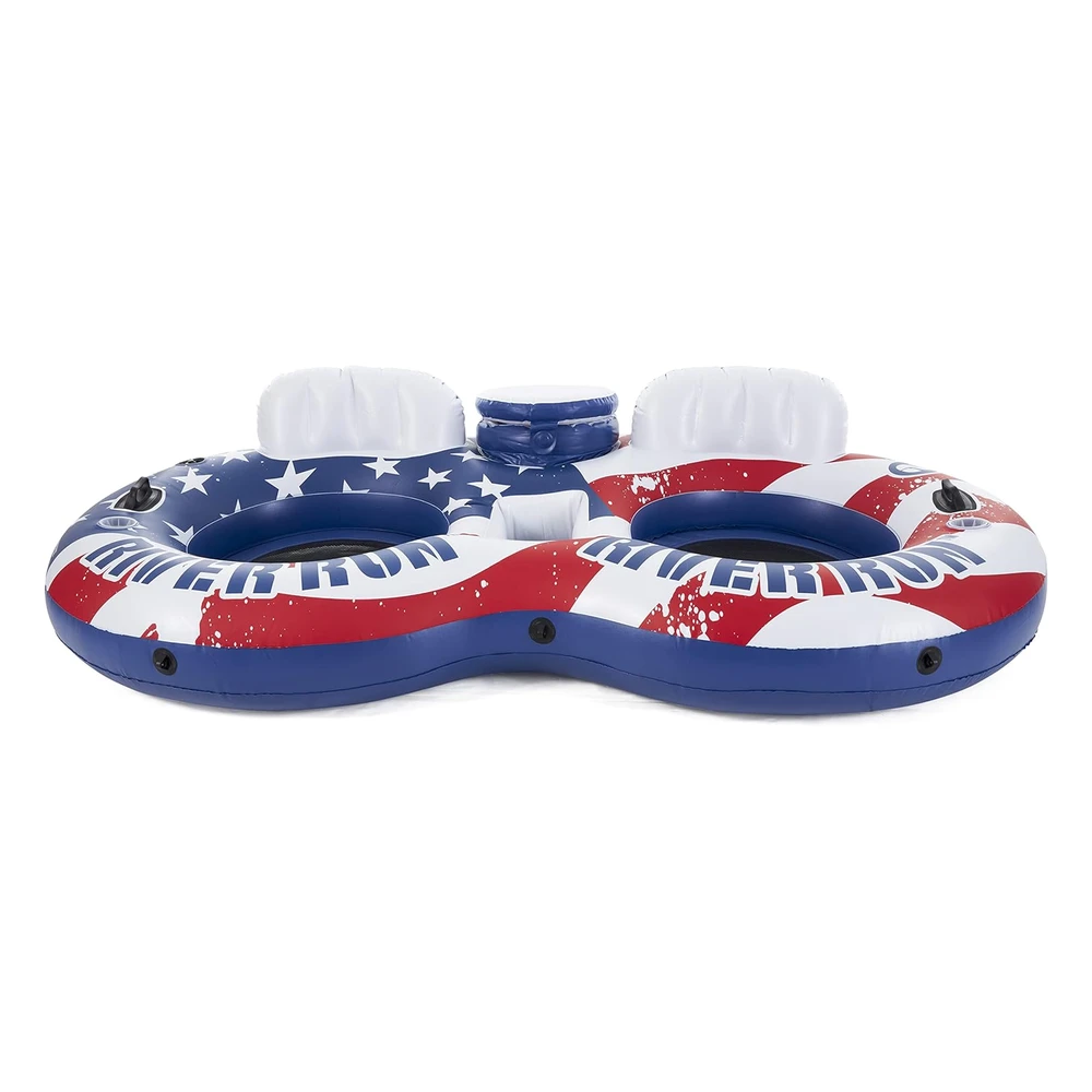 B07KYJ9ZFX_2.webp Intex 56855vm River Run - Flotador Inflable con Diseño de Bandera Estadounidense Para 2 Personas, Portavasos Y Kit de Reparación