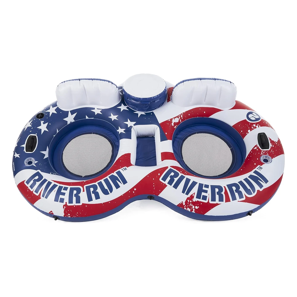 B07KYJ9ZFX_3.webp Intex 56855vm River Run - Flotador Inflable con Diseño de Bandera Estadounidense Para 2 Personas, Portavasos Y Kit de Reparación