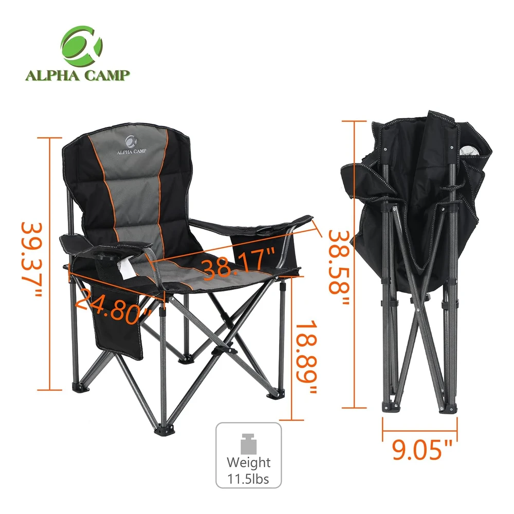 Alpha Camp Silla Plegable de Gran Tamaño Para Campamento, Alta Resistencia, Soporta 450 Libras, Marco de Acero
