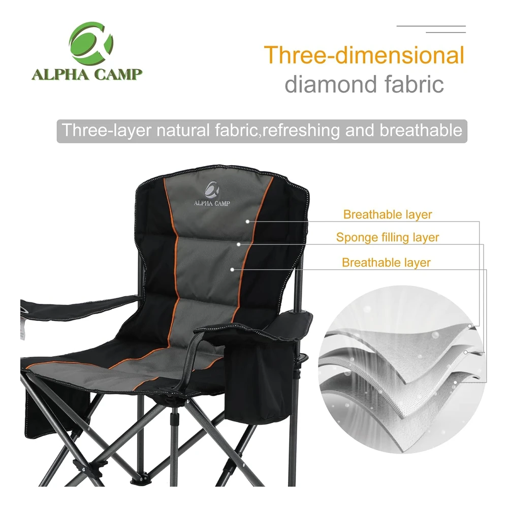 Alpha Camp Silla Plegable de Gran Tamaño Para Campamento, Alta Resistencia, Soporta 450 Libras, Marco de Acero