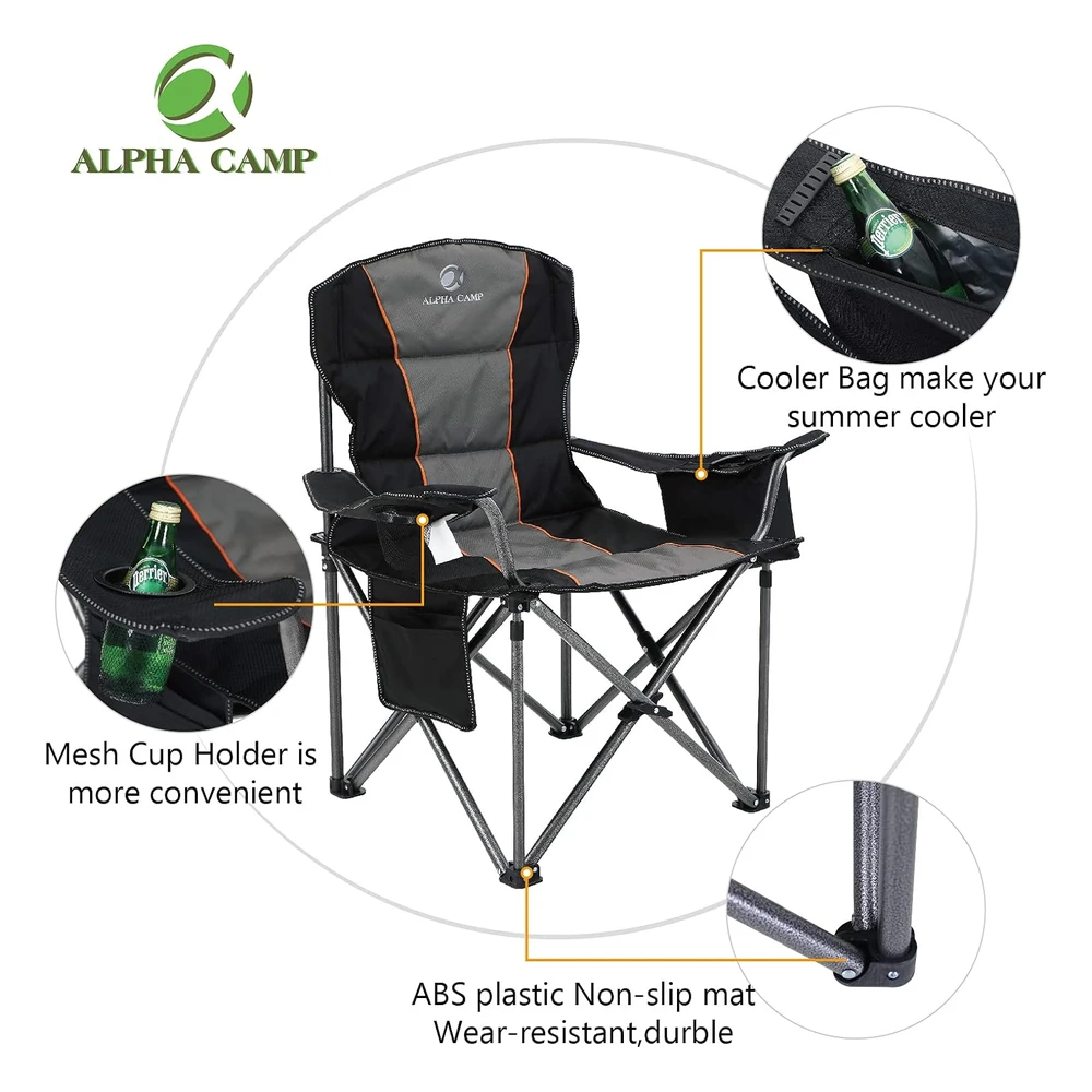 Alpha Camp Silla Plegable de Gran Tamaño Para Campamento, Alta Resistencia, Soporta 450 Libras, Marco de Acero