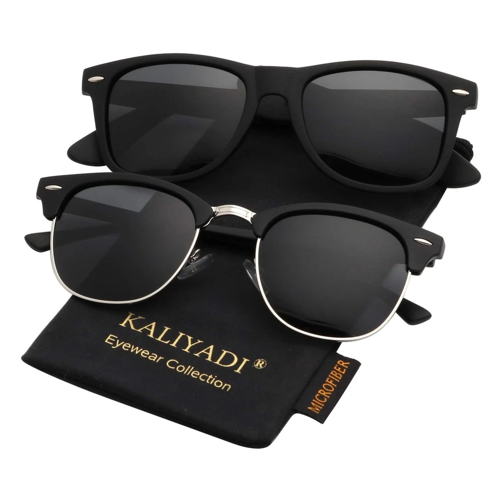 Kaliyadi - Lentes de Sol Polarizados Para Conducir, Media Montura, con Bloqueo de Rayos Ultravioleta, Para Hombre Y Mujer