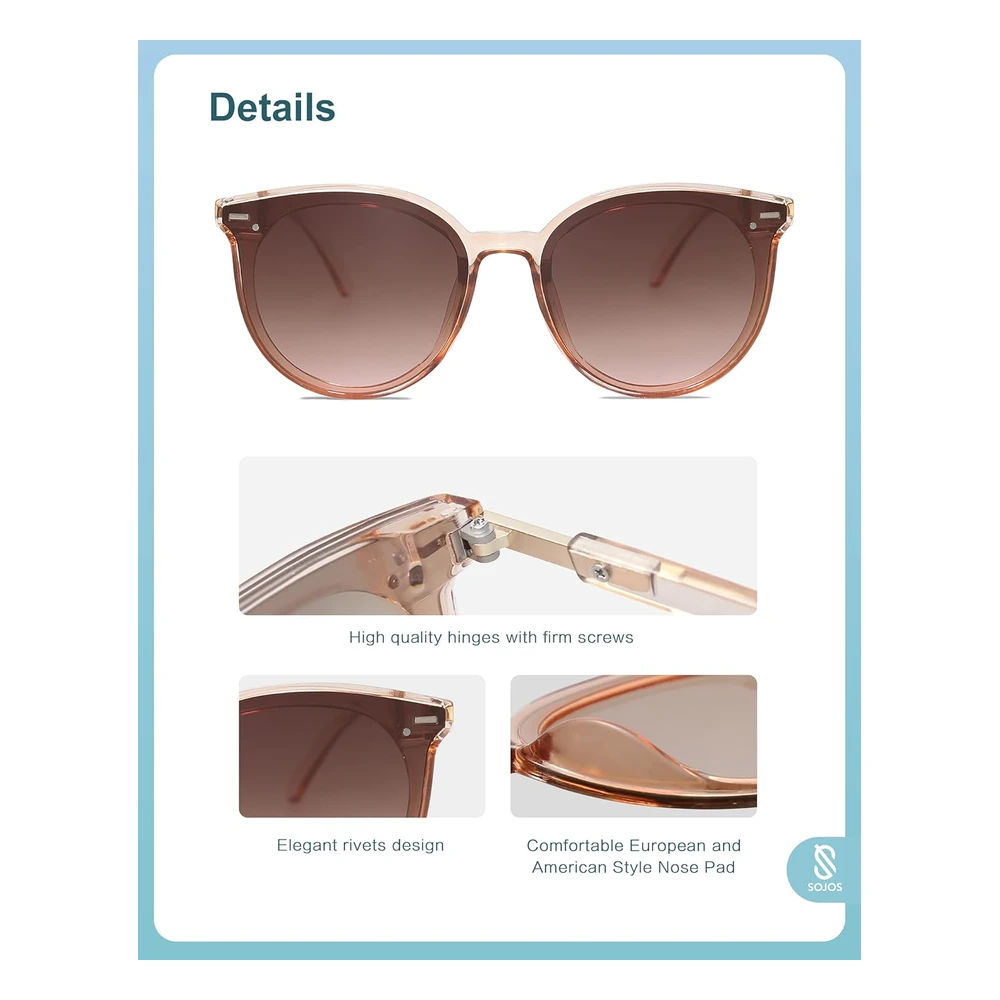 Sojos Sj2067 - Lentes de Sol Redondos Y Clásicos Para Mujeres Y Hombres, Diseño Retro Vintage, Marco de Plástico Grande
