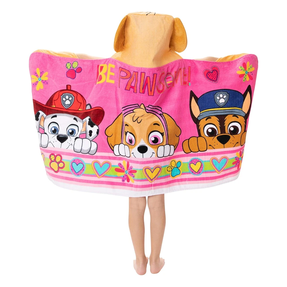 Franco - Toalla de Rizo de Algodón Suave con Capucha Para Niños, Para Uso En Baño Y Playa, 24 x 50 Pulgadas, Paw Patrol, Rosa