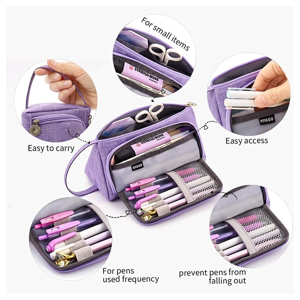 B07QJY95JF_1.webp EASTHILL - ESTUCHE PARA LÁPICES DE GRAN CAPACIDAD ESCOLAR, OFICINA Y COLEGIAL PARA NIÑOS Y ADULTOS - MORADO